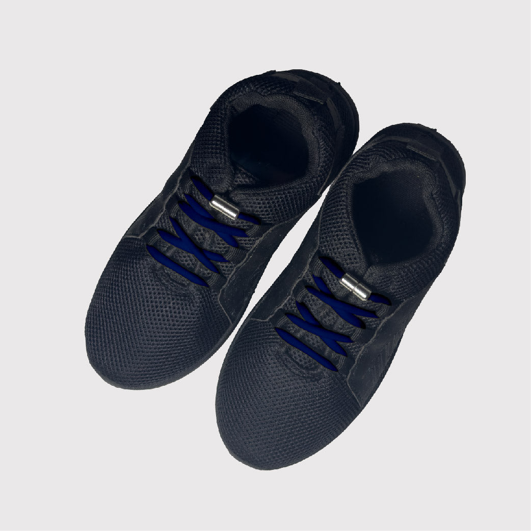 black shoes with navy blue no tie shoelaces