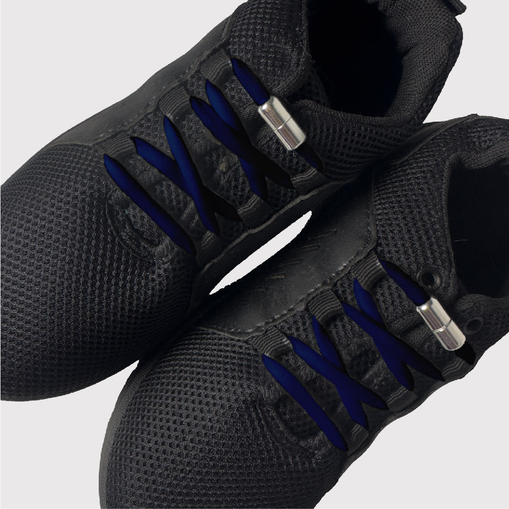 black shoes with navy blue no tie shoelaces