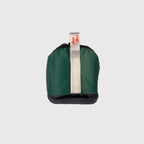 back view of shoe cover, green fabric 