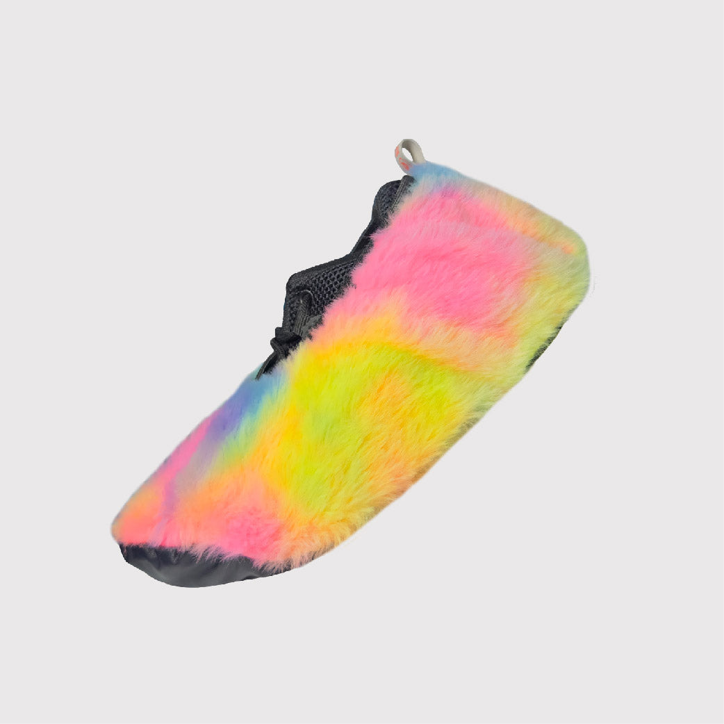 side view shoe covers, rainbow fabric 