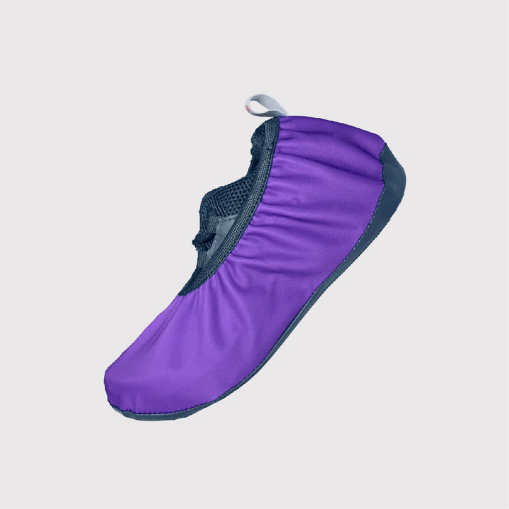 side view shoe covers, purple fabric 