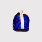 back view shoe covers, blue fabric with stars